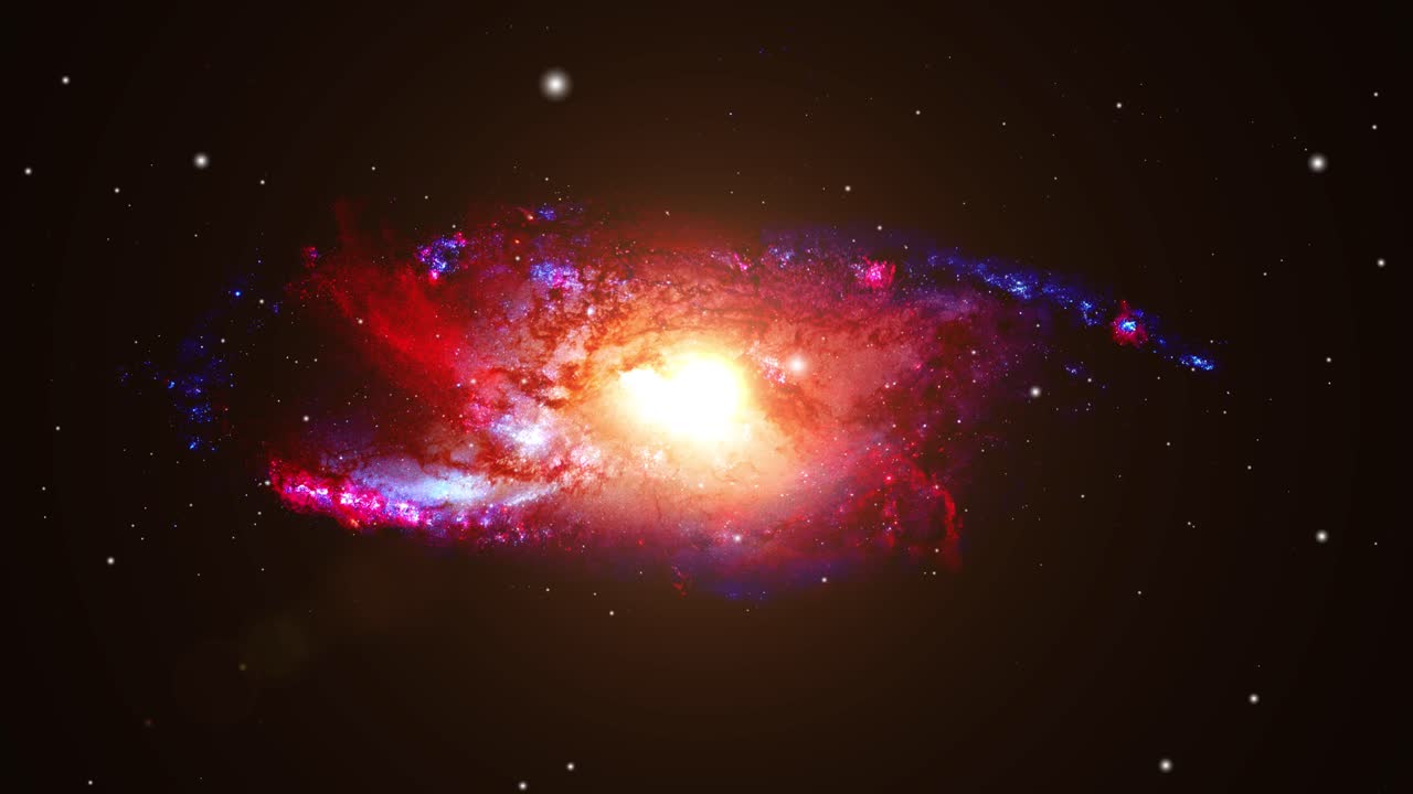 una galaxia colorida con un centro de luz acercándose en el gran universo