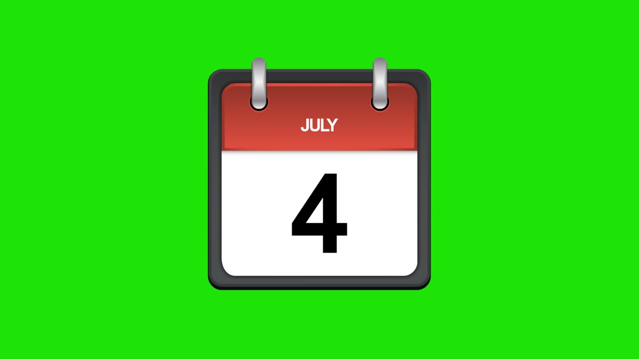 calendario de papel con un evento importante para el 4 de julio, día de la independencia de los estados unidos. 4 de julio. animación de desgarrar las páginas del calendario del 1 al 4 día. las páginas comienzan a volcarse desde la parte inferior derecha y volar después de desgartarse.