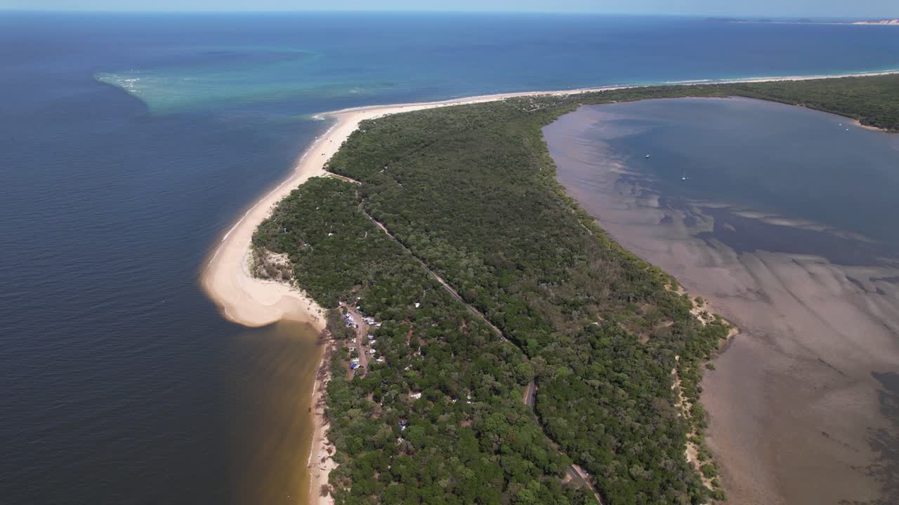 Idyllic Scenery Of Beach And Seascape, Inskip In Queensland, Australia - Drone Shot