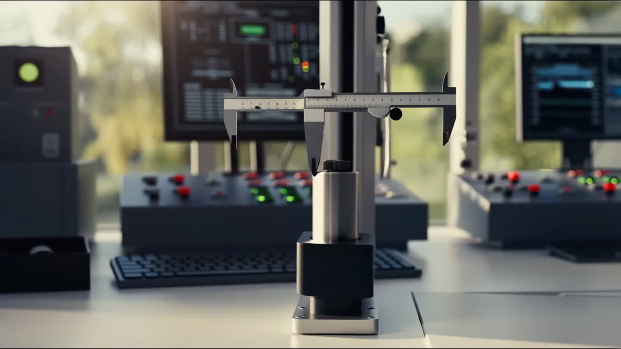 Precision Caliper in a Modern Control Room or Laboratory Setting