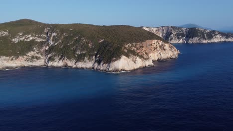 epic drone shot of coastline on ionian island lefkada greece above the blue sea