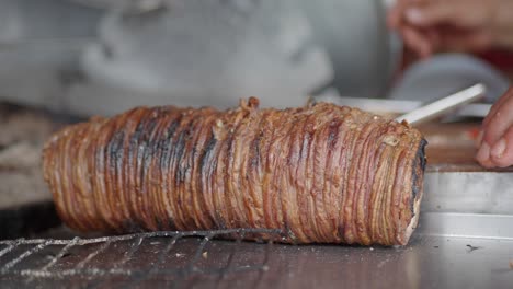 turkish street food: a close-up of a cooked doner kebab