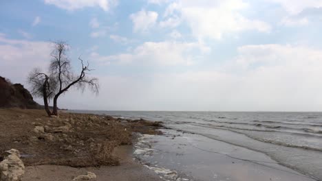 el paisaje desierto de la orilla del lago