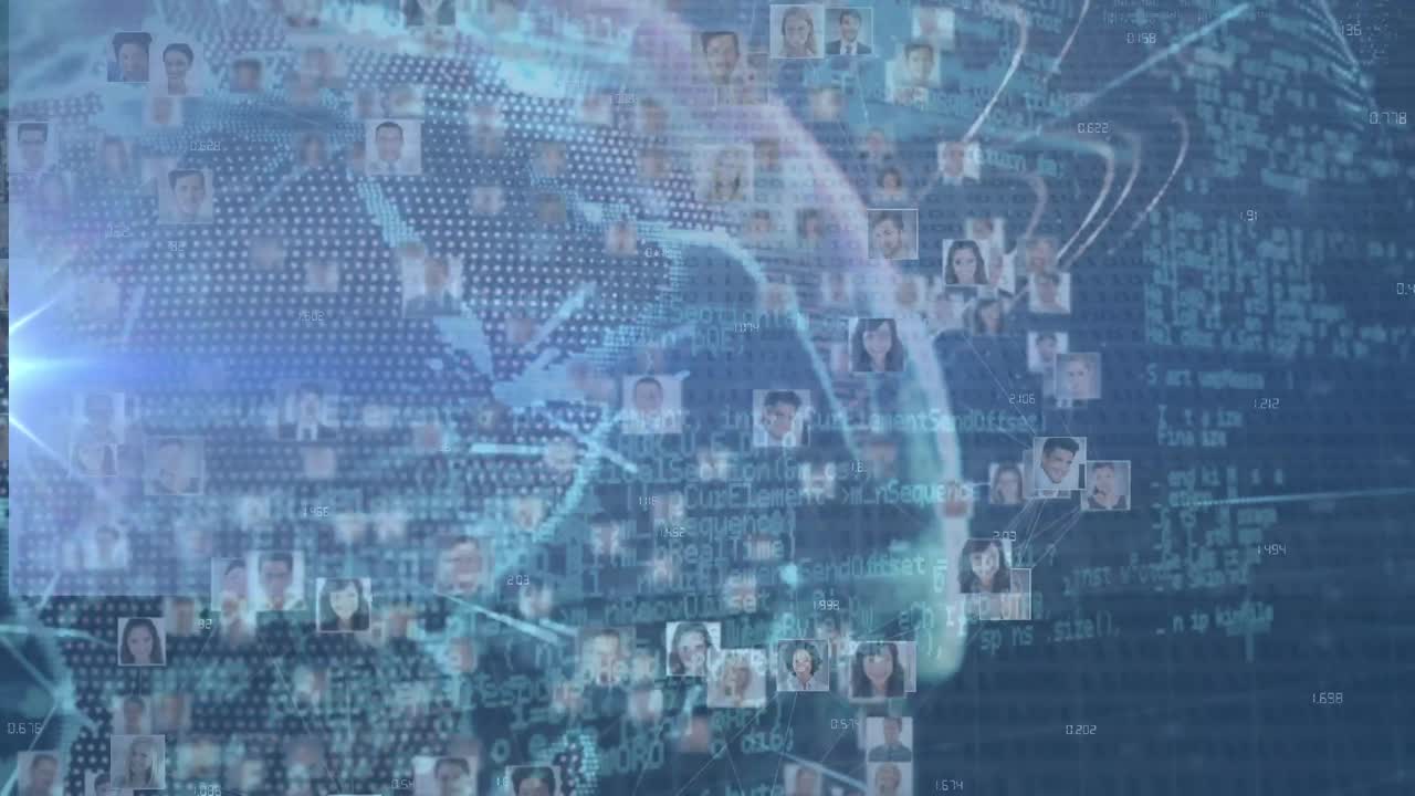 비즈니스 사람 사진의 애니메이션, 전 세계 데이터 처리