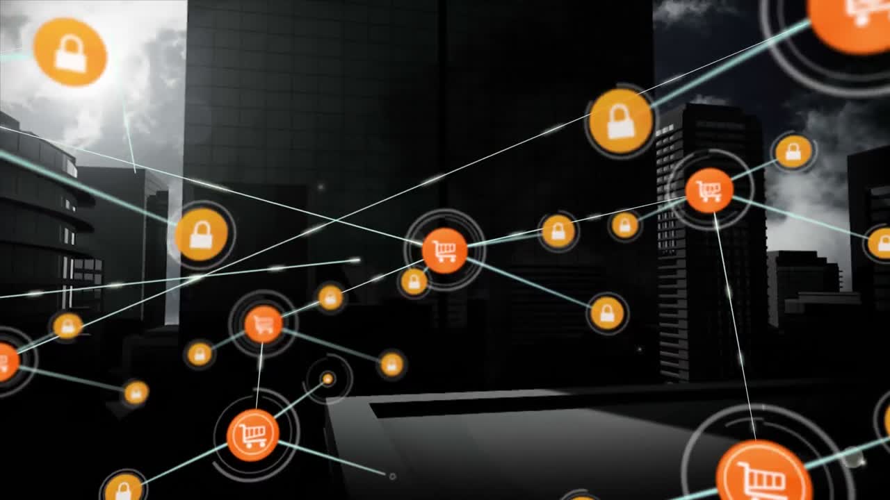 conectores que se mueven en el fondo de la ciudad