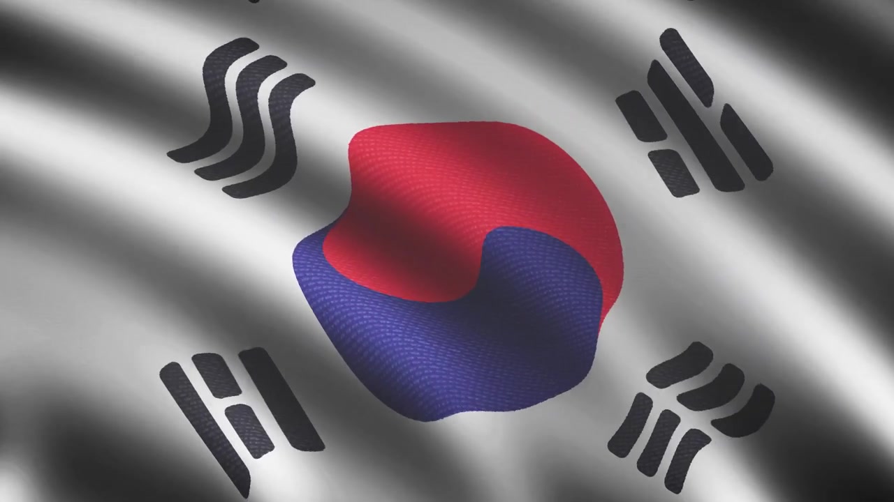 Animation af Sydkoreas viftende flag