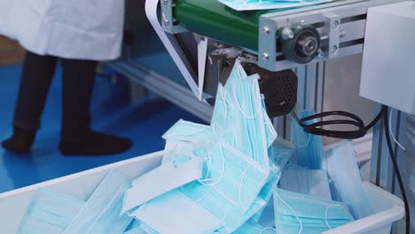 face mask production line in modern factory