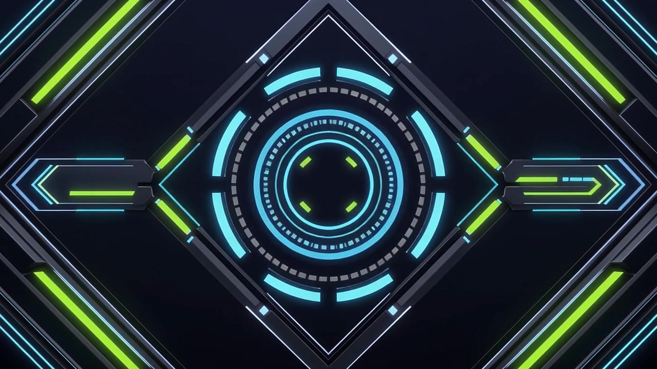 Animazione di un'interfaccia HUD digitale futuristica astratta.