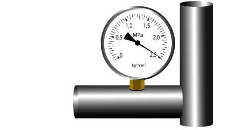 gas manometer working. white screen background. 4k animation.