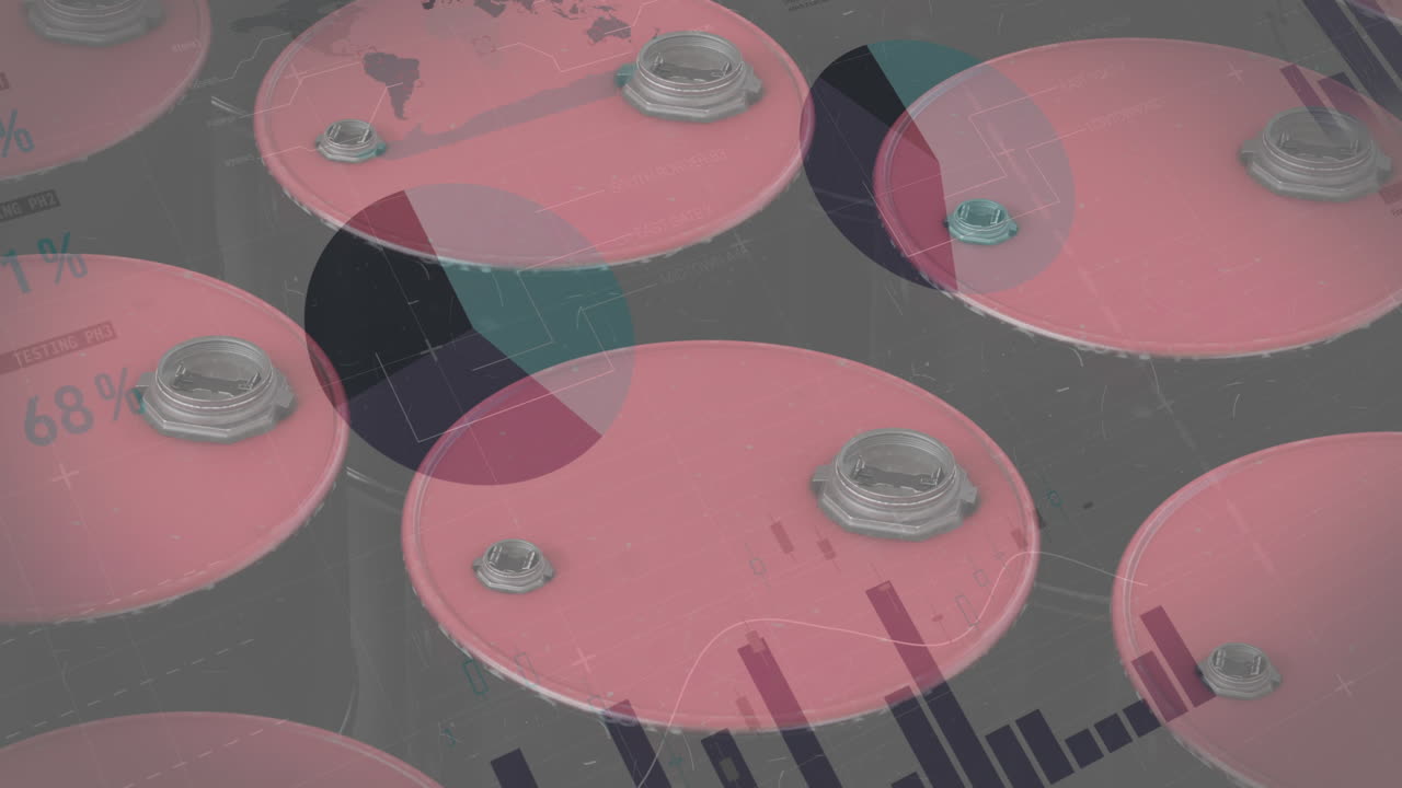 ⁇ 은 가솔린 배럴에 대한 금융 데이터 처리 및 통계의 애니메이션