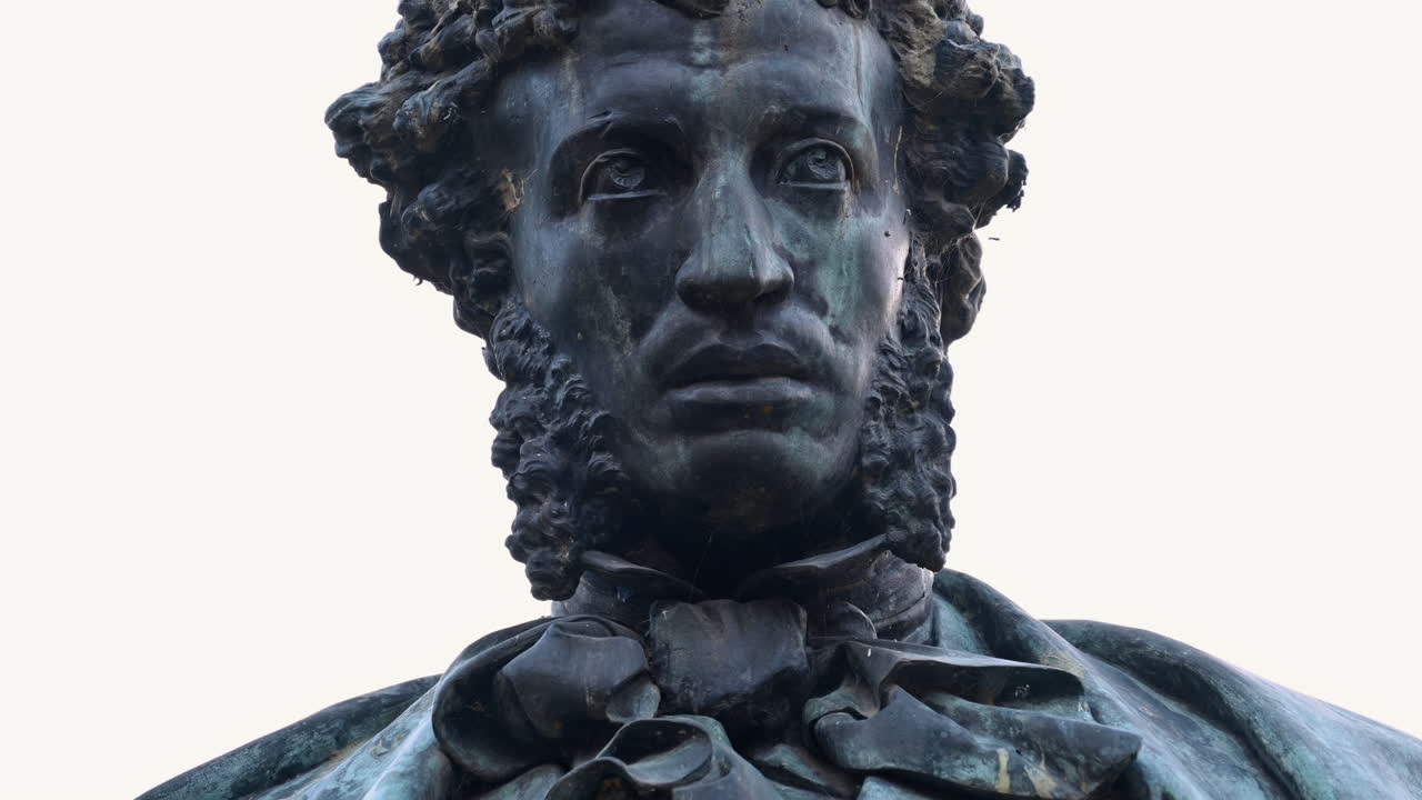Close up of the bust of Alexander Pushkin in Chisinau, Moldova