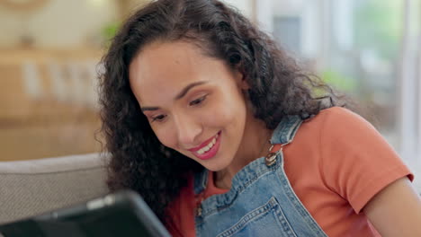 home, payment and woman with a tablet