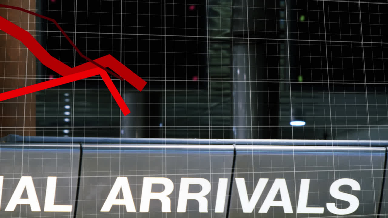 비어있는 공항에서 금융 데이터 처리의 애니메이션