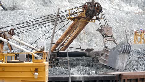 mining equipment in action at a quarry site