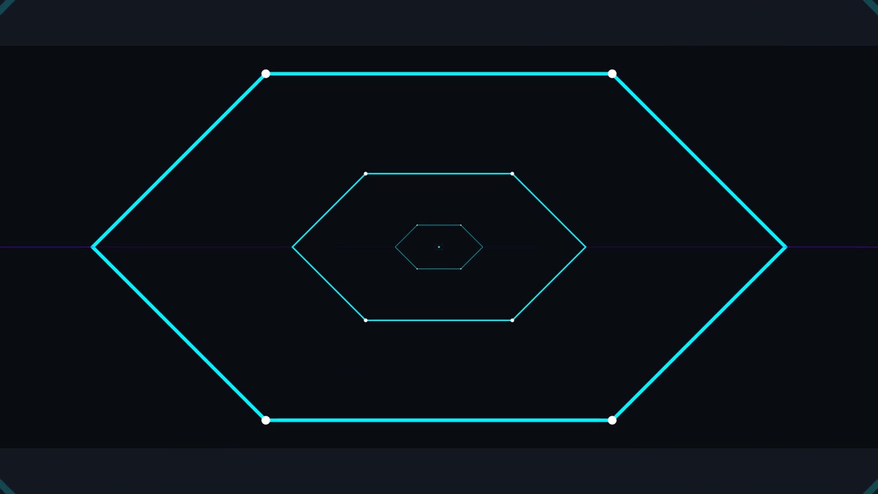 Fondo abstracto en movimiento con hexágonos de neón pulsantes