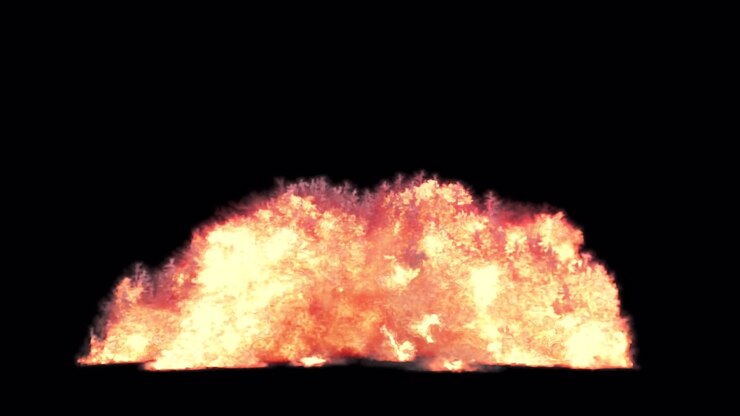 Massive fiery explosion on transparent background