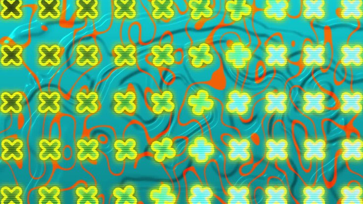 Animation of pattern moving over colourful liquid background