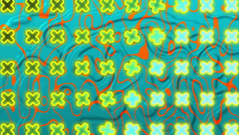 animación de un patrón que se mueve sobre un fondo líquido de colores