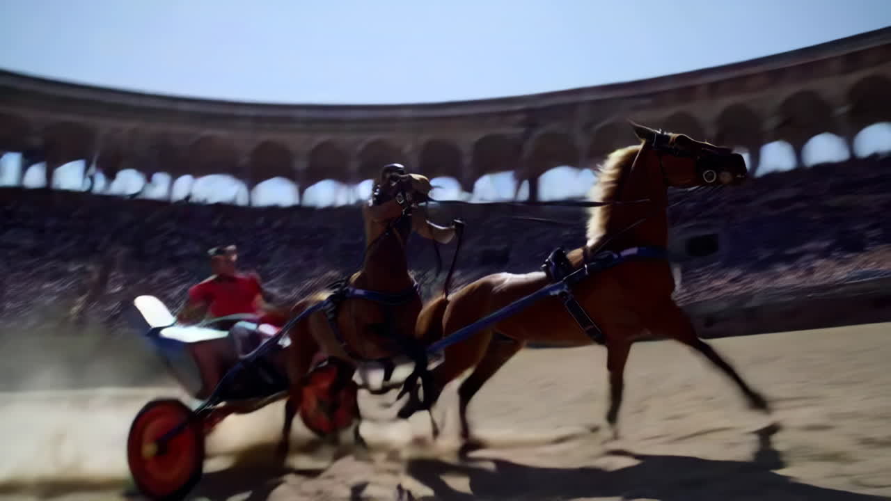 Corsa di carri in un'antica arena romana