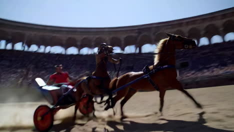 chariot racing in an ancient roman arena