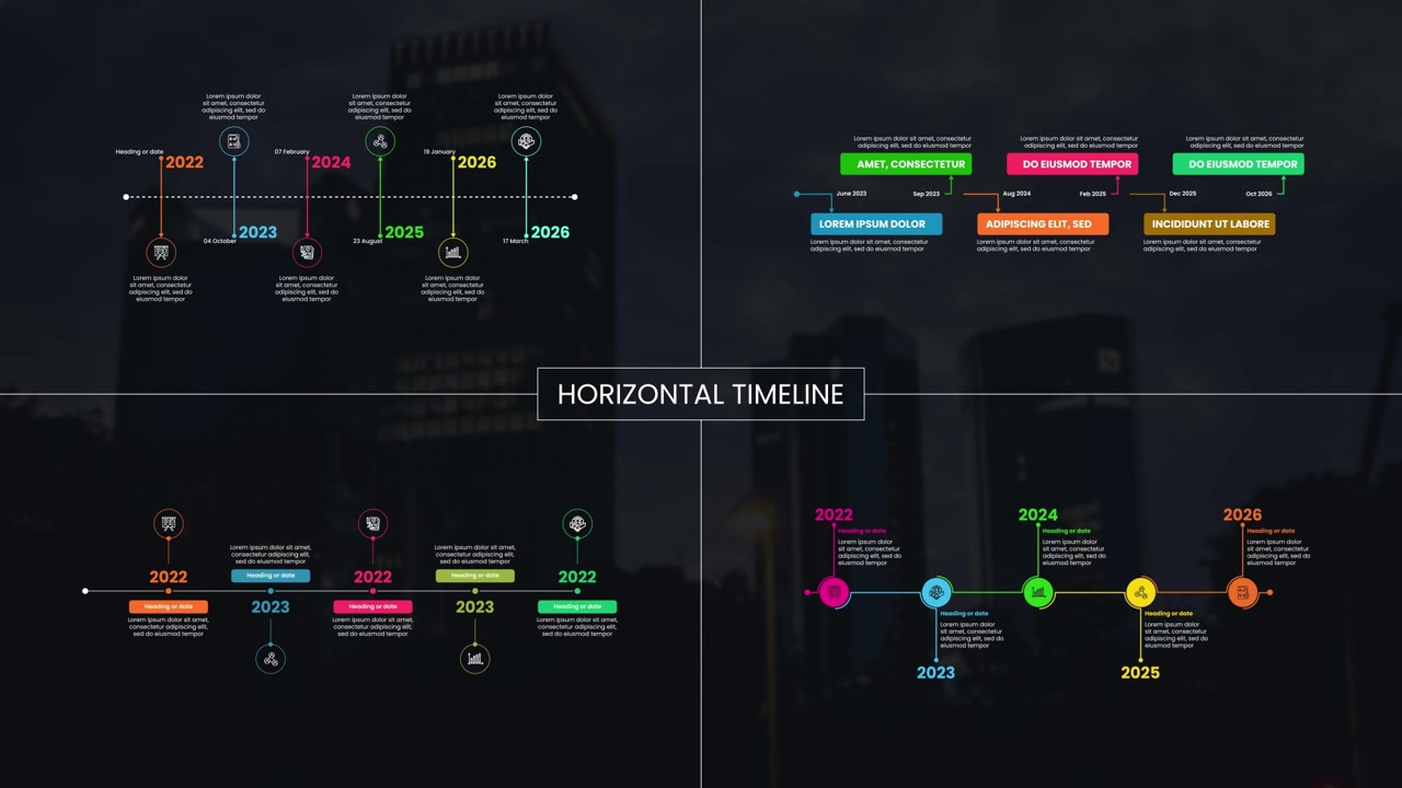 Horizontal Timeline - Infographics Video Template