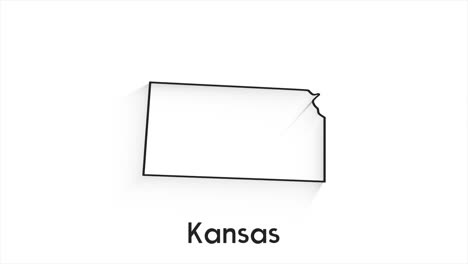 estado de kansas de los estados unidos de américa. marcador de ubicación de línea animada en el mapa. fácil de usar con el modo de transparencia de pantalla en su video.