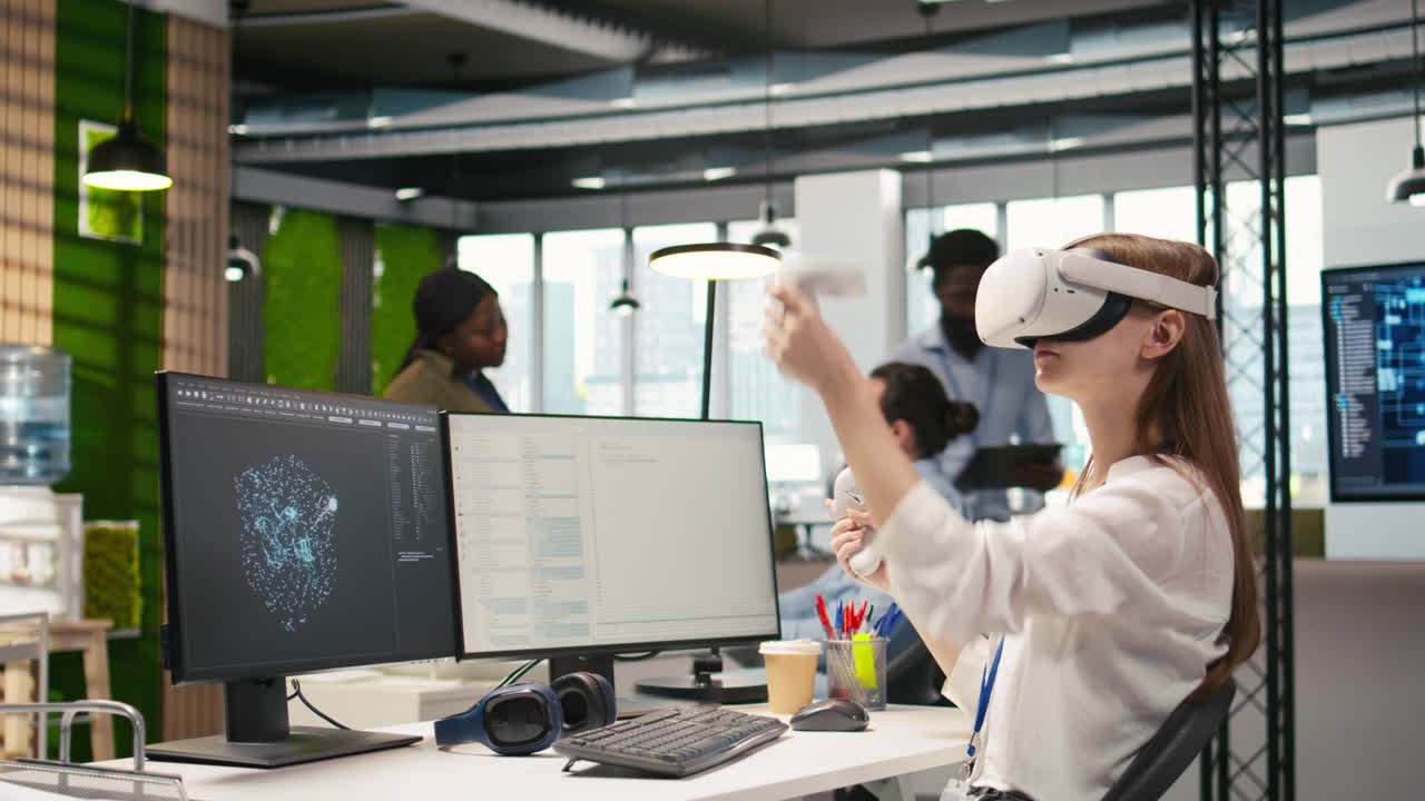 Junior Dev Using Virtual Reality At Work, Testing Generative Ai Machine Learning
