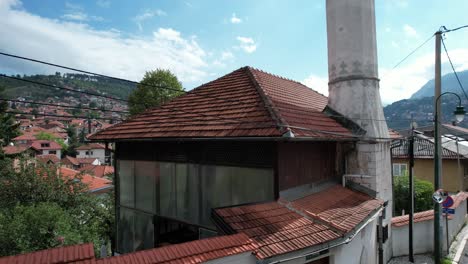 mosque in bosnia drone view