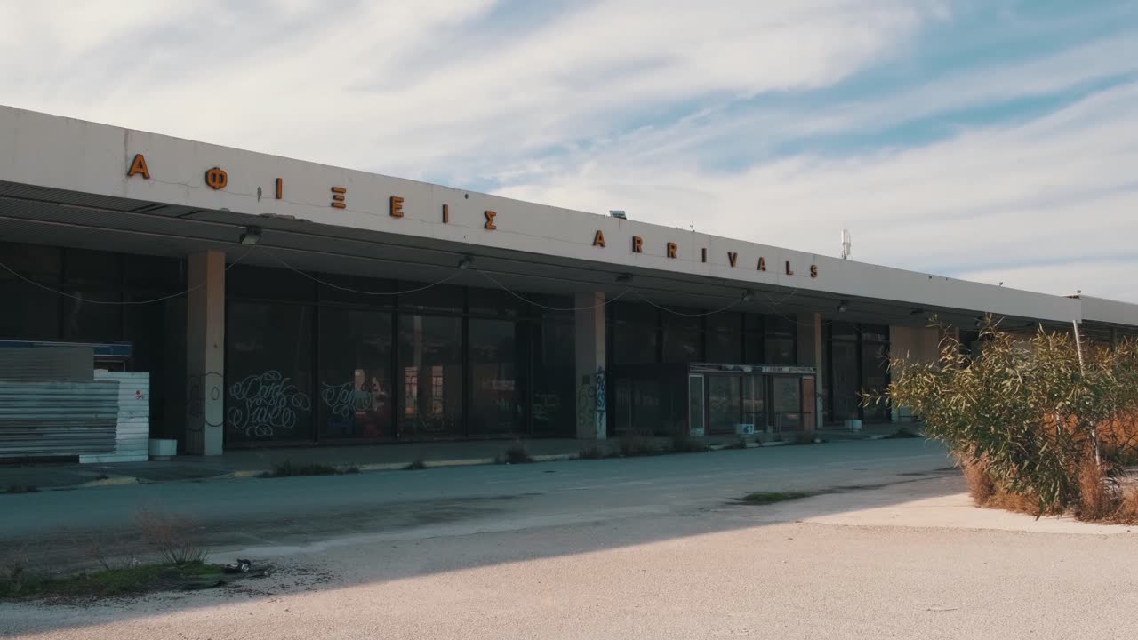 Arrivals terminal at the old abandoned and derelict Athens airport.