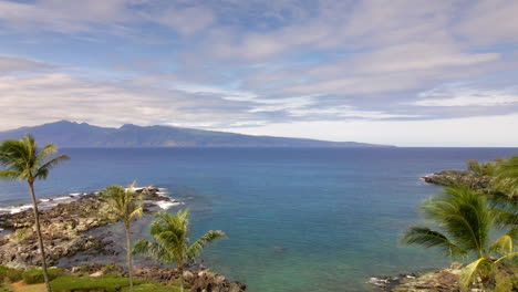 aerial view of peninsula on kapalua coastal trial, maui island, hawaii