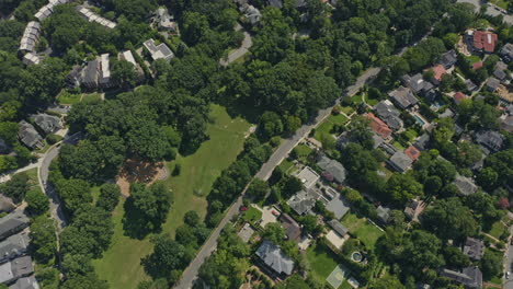 atlanta georgia aerial v614 tilt up shot of ansley park, revealing skyscrapers in midtown - july 2020