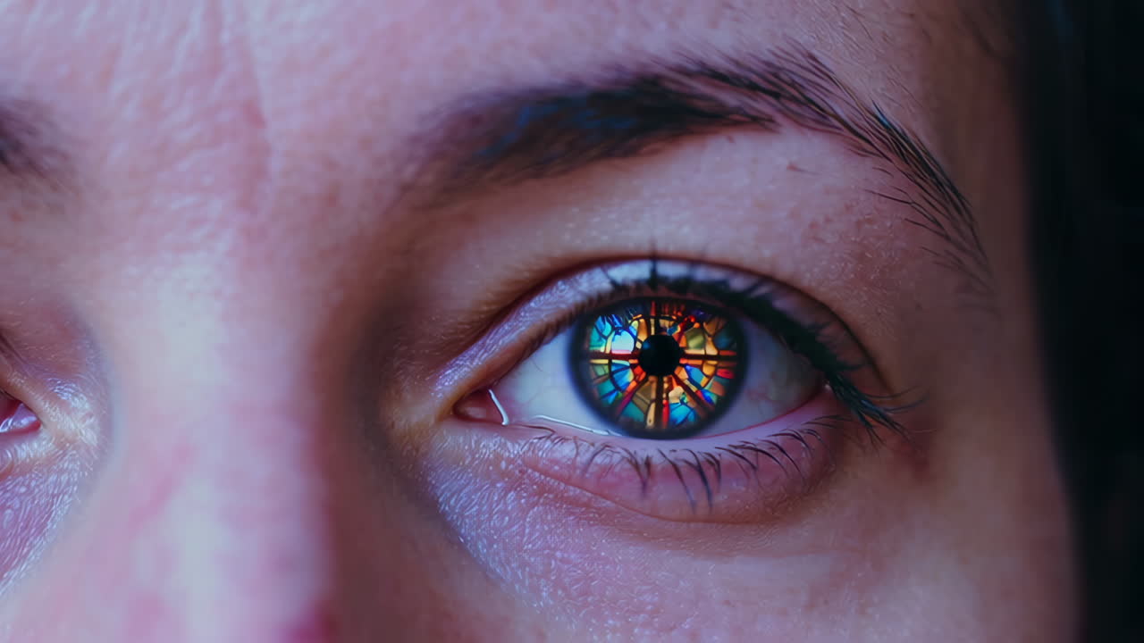 Stained Glass Reflection in Eyes