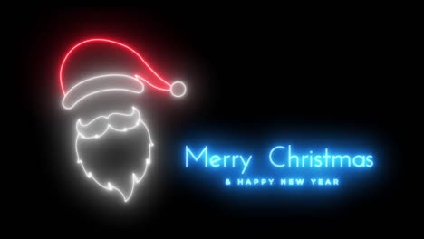 neon merry christmas and happy new year, animated on a black  background.