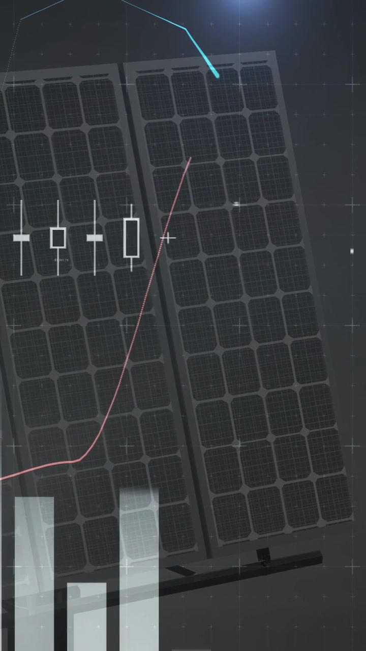 Vertikal video: På opdateret HUD vises bjælker, en lyserød linje, en cyan prik over solpaneler, der sporer energi.