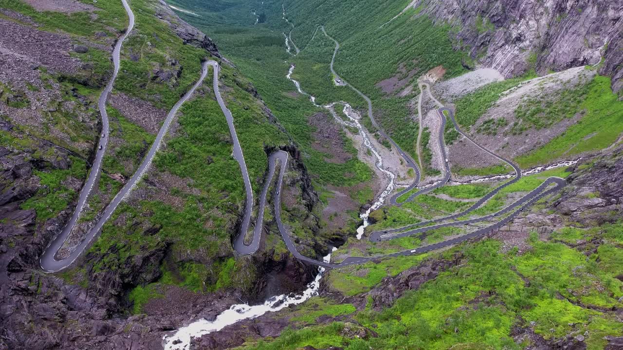 Troll's Path Trollstigen or Trollstigveien winding mountain road.