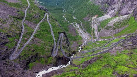Troll&#039;s Path Trollstigen or Trollstigveien winding mountain road.