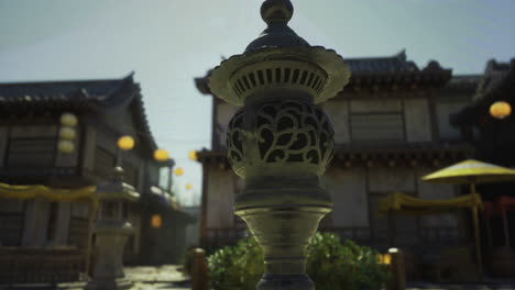 traditional japanese architecture showcasing lanterns and detailed lantern post