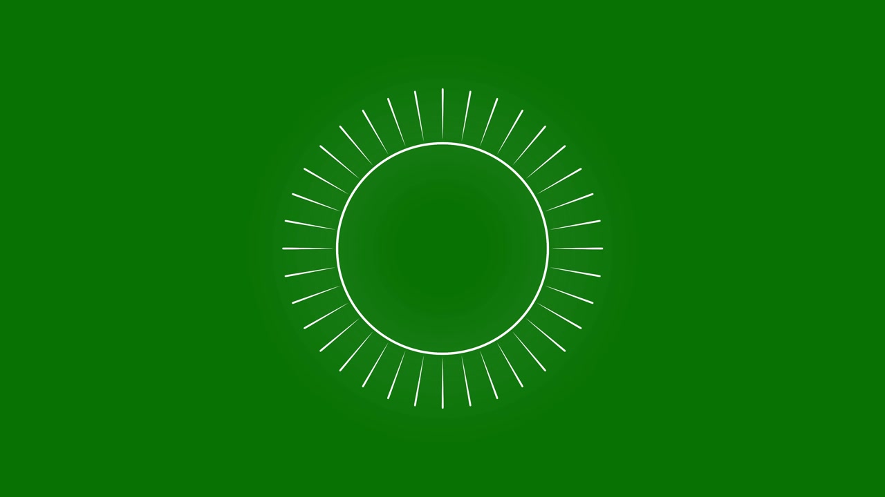 Expanding White Circle Animation with Radiating Lines on Green Screen
