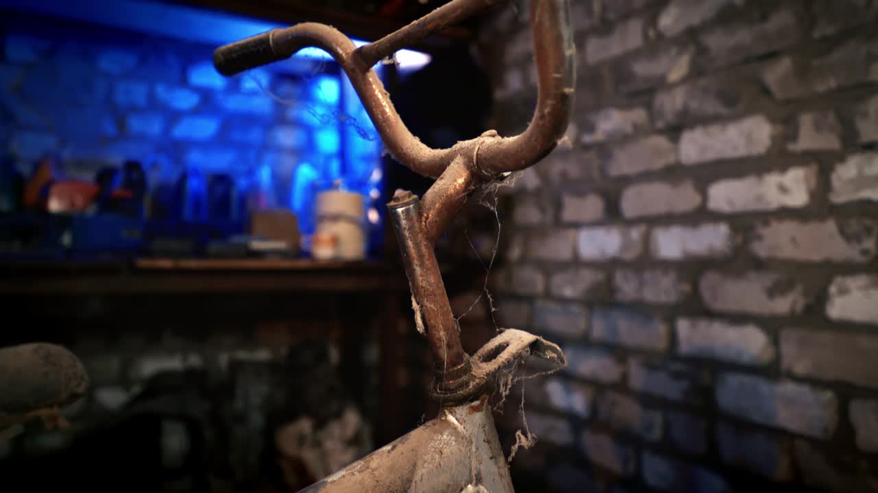 오래된 은 자전거, 부모의 유산, 차고에.