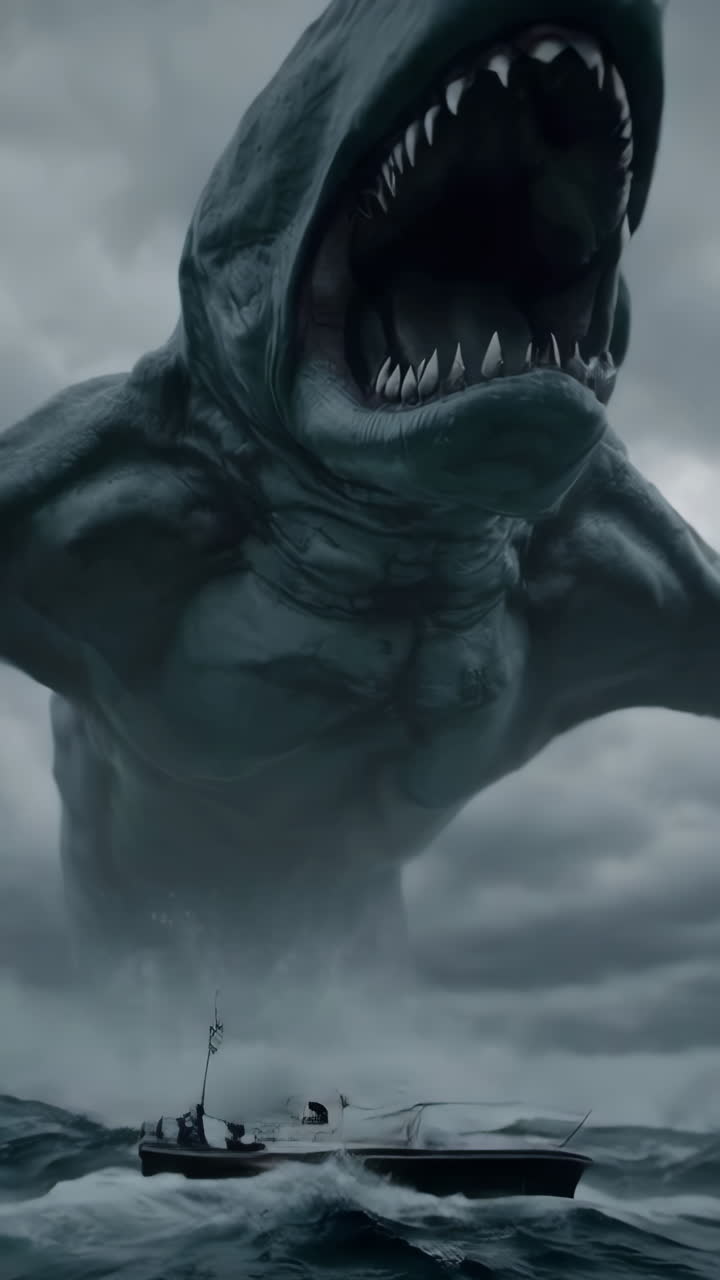 Mostro marino gigante attacca peschereccio in acque tempestose