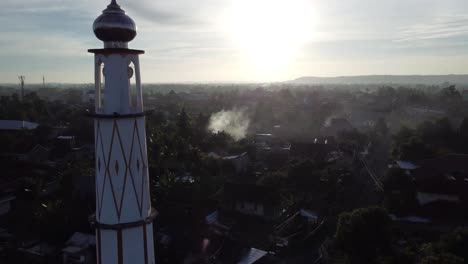 aerial shot of the mosque minaret in the afternoon