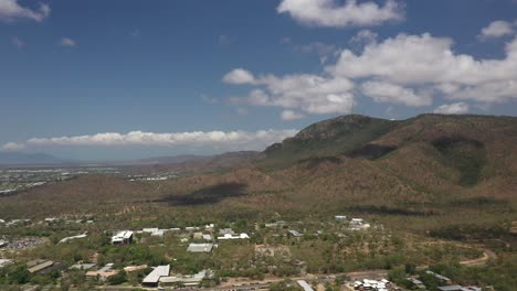 Drone-footage-of-Mount-Stuart,-Townsville,-North-Queensland,-Queensland-flying-over-James-Cook-University