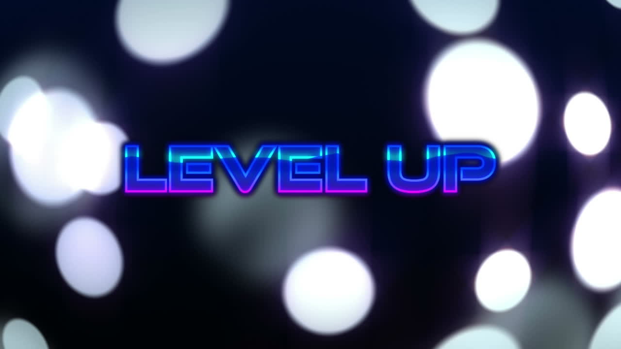 animación del texto de neón de nivel superior sobre las luces puntuales