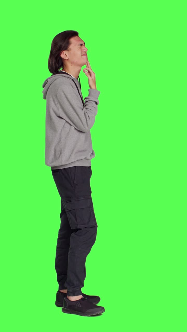Profile of male person creating advertisement