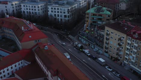 aerial footage over gothenburg city