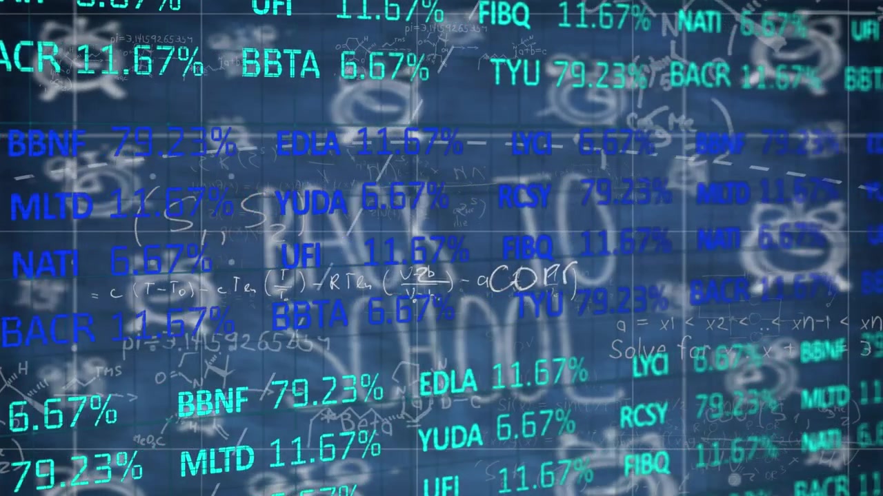 Animation of stock market over back to school text on black background