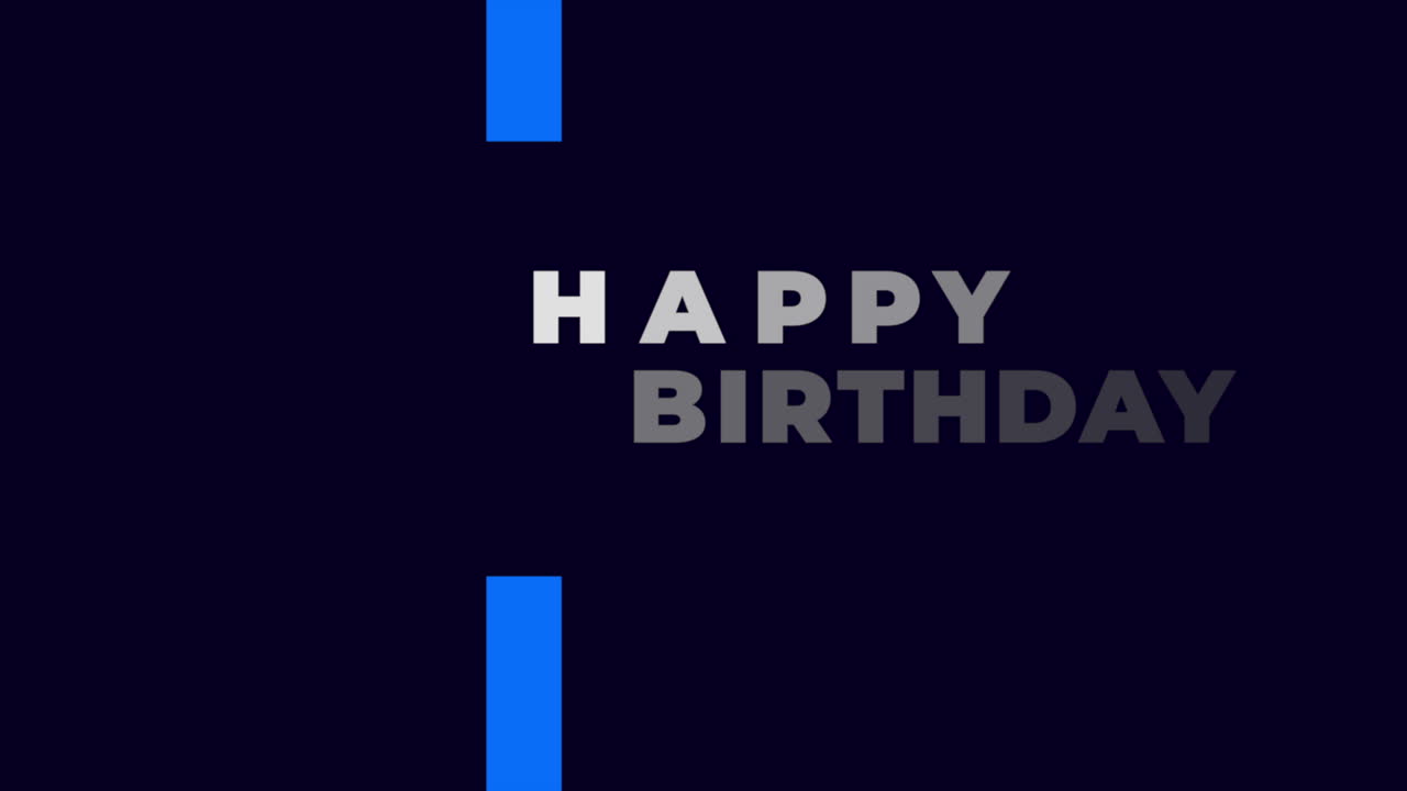 feliz cumpleaños con líneas azules sobre negro degradado moderno