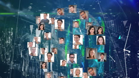 el globo digital con iconos de perfil representa las redes globales y los negocios.
