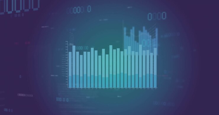 Animation of multiple graphs and multiple 0 numbers against blue background