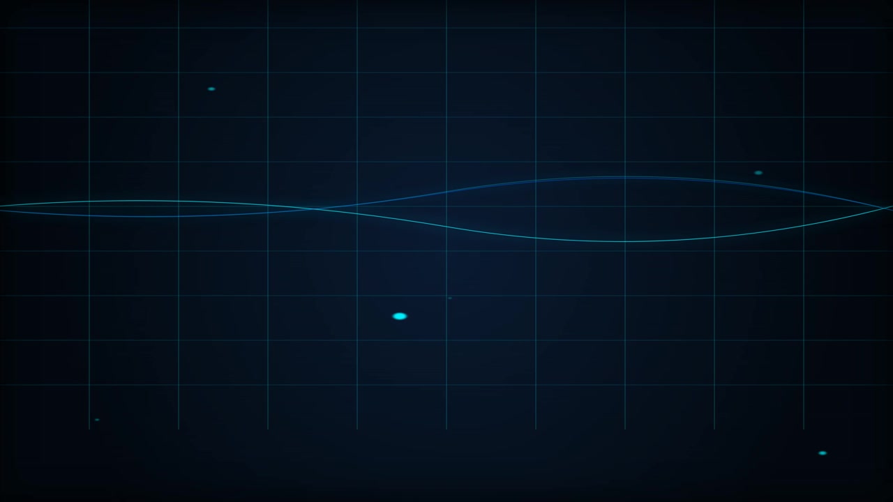 Abstract Digital Sine Wave Animation on Dark Grid Background